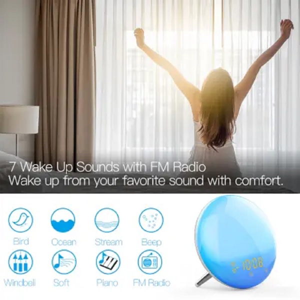 ჭკვიანი მაღვიძარა Moes WB-JK-AC-C-MS Wake Up 7, FM Radio, Smart Clock, White