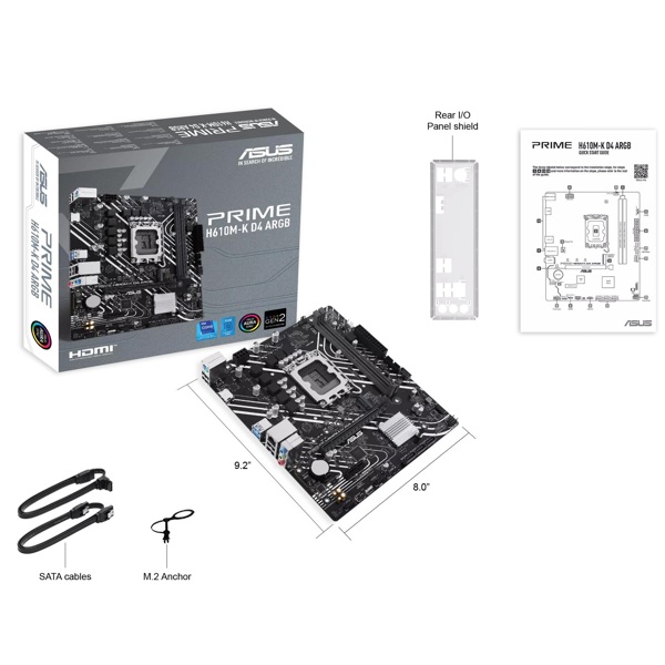 Motherboard Asus 90MB1HN0-M0EAY0 PRIME H610M-K D4 ARGB, LGA1700, DDR4, 64GB