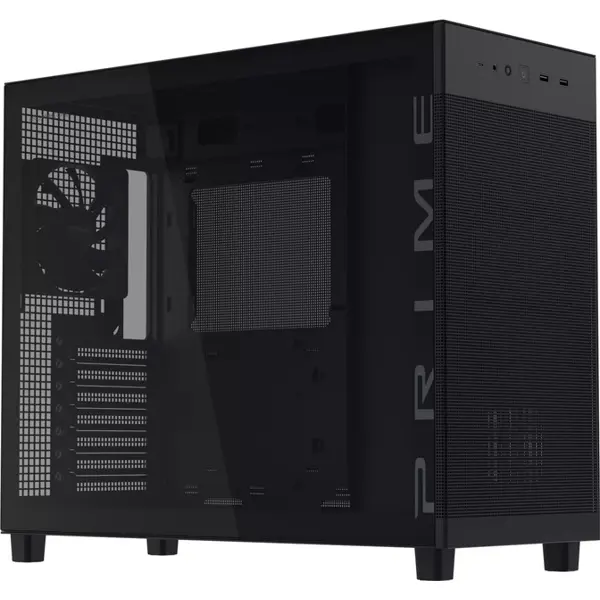 ქეისი Asus 90DC00V0-B39010 PRIME AP303 TG, Computer Case, MidT, ATX, Micro-ATX, Mini-ITX, 2×USB-A 3.2, Type-C, 3.5mm, Black