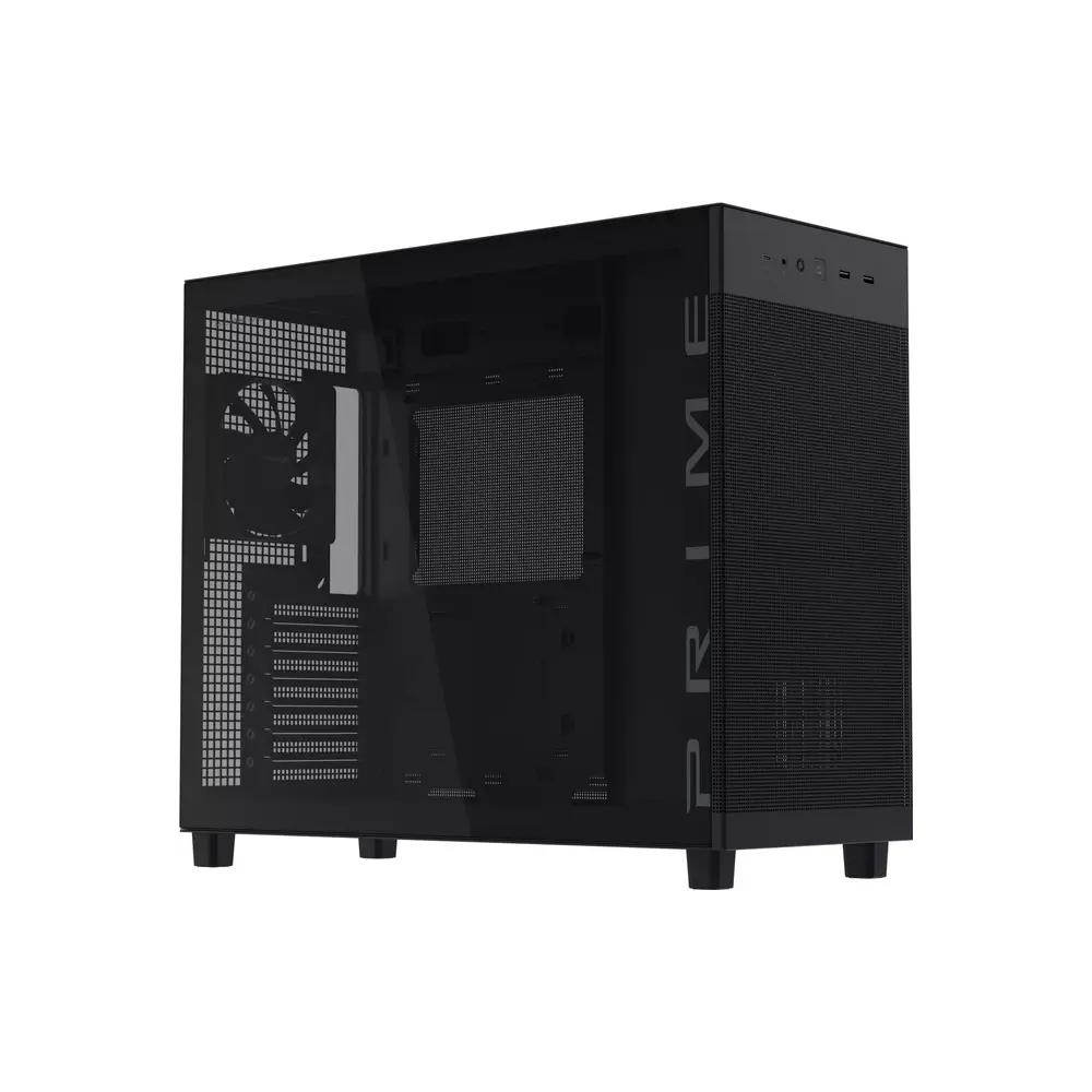ქეისი Asus 90DC00V0-B39010 PRIME AP303 TG, Computer Case, MidT, ATX, Micro-ATX, Mini-ITX, 2×USB-A 3.2, Type-C, 3.5mm, Black