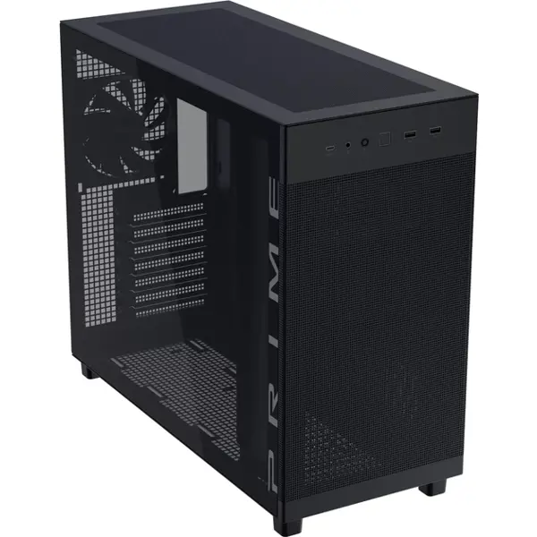 Computer Case Asus 90DC00V0-B39010 PRIME AP303 TG, MidT, ATX, Micro-ATX, Mini-ITX, 2×USB-A 3.2, Type-C, 3.5mm, Black