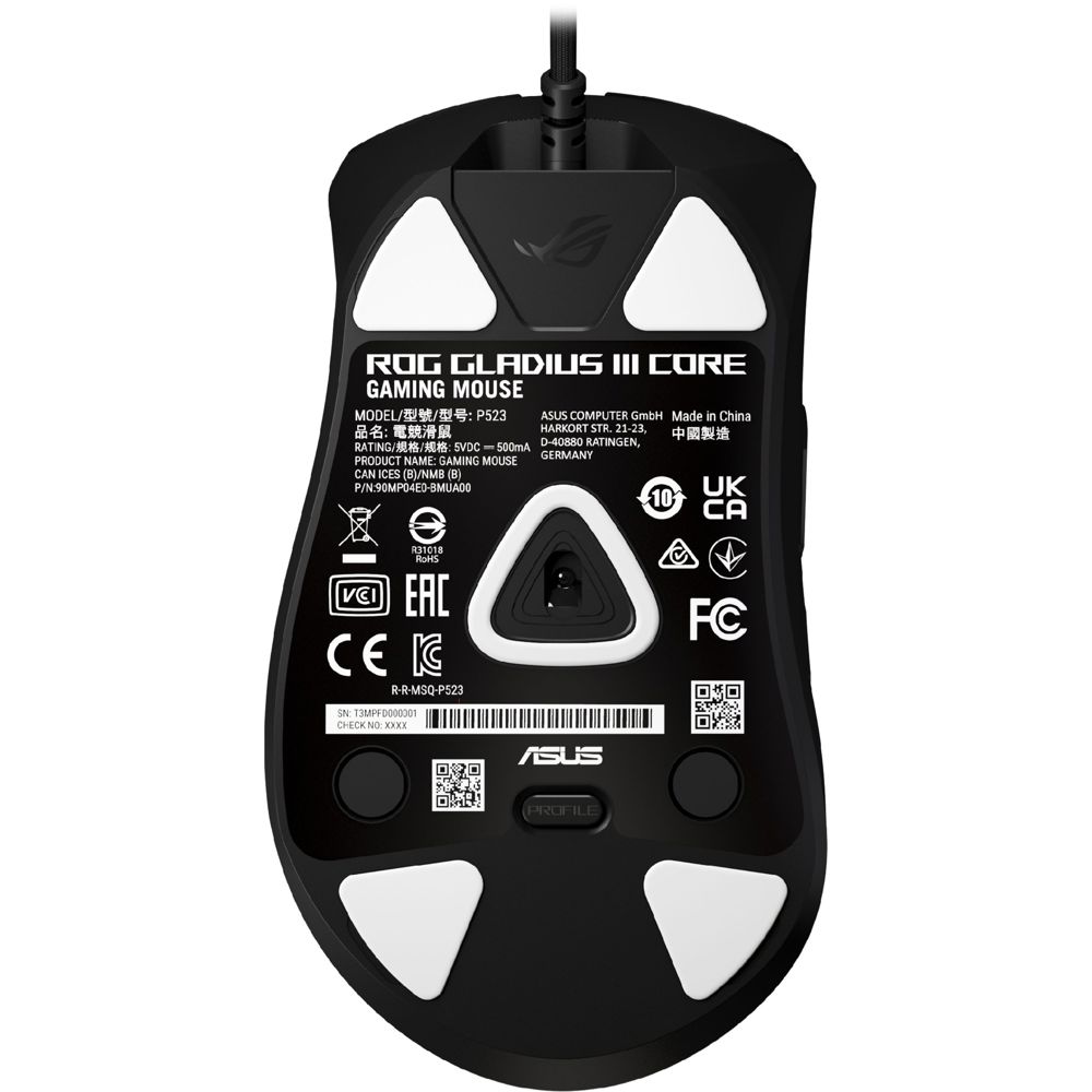 მაუსი Asus 90MP04E0-BMUA00 ROG Gladius III Core, Wired, USB, Gaming Mouse, Black