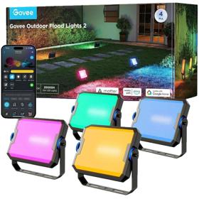 Outdoor FLood Lights Wall Light Set Govee H8057C11, 4Pcs, WiFi, Bluetooth, Black
