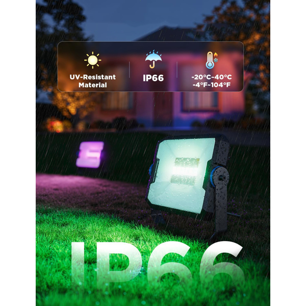 Outdoor FLood Lights Wall Light Set Govee H8057C11, 4Pcs, WiFi, Bluetooth, Black