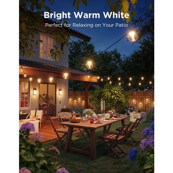 Outdoor Clear Bulb String Lights Govee H7025CB1, 15m, WiFi, Bluetooth, Black