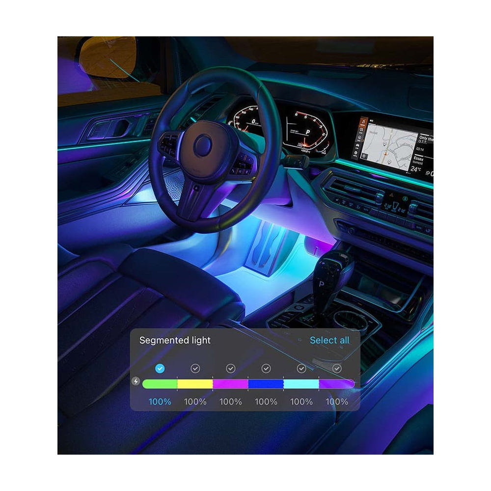 ავტომობილის ინტერიერის განათება Govee H70900D2, Bluetooth, Smart Car Lighting Kit, Black