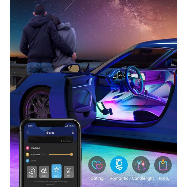 Smart Car Lighting Kit Govee H70900D2, Bluetooth, Black
