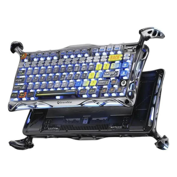 Gaming Mechanical Keyboard GravaStar GSK1PRO_S_CGRY Mercury K1 Pro, GravaStar x Kailh Speedy Mint, Wireless, USB, Bluetooth, Interstellar Silver