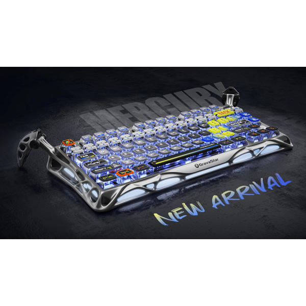 Gaming Mechanical Keyboard GravaStar GSK1PRO_S_CGRY Mercury K1 Pro, GravaStar x Kailh Speedy Mint, Wireless, USB, Bluetooth, Interstellar Silver