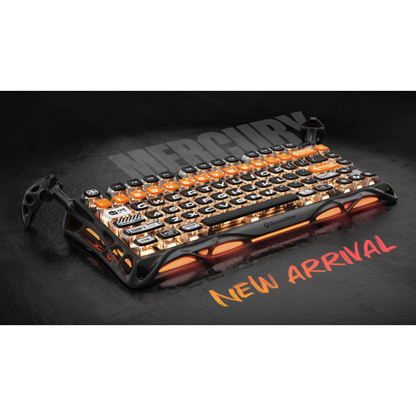 Gaming Mechanical Keyboard GravaStar GSK1PRO_BO_BLK Mercury K1 Pro, GravaStar x Kailh Speedy Mint, Wireless, USB, Bluetooth, CyberFlare
