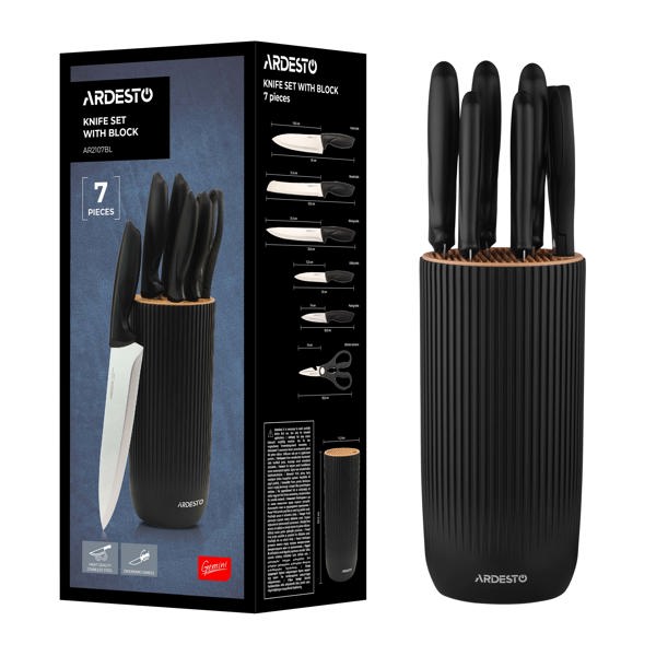 Knives Set Ardesto AR2107BL Gemini, 7pcs, Black