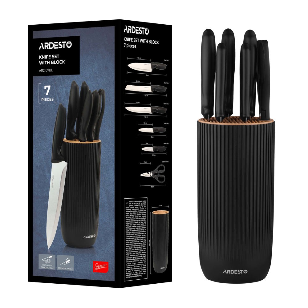 Knives Set Ardesto AR2107BL Gemini, 7pcs, Black