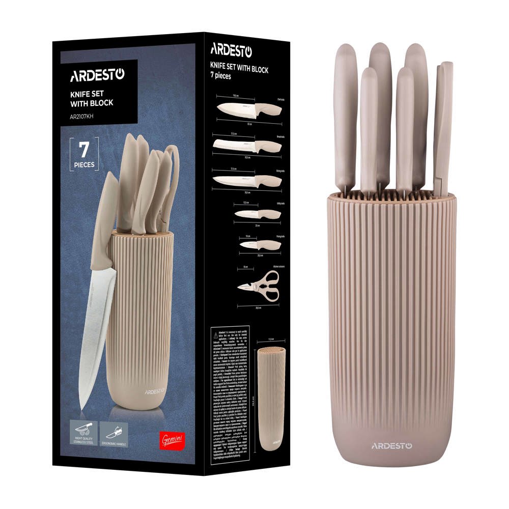 Knives Set Ardesto AR2107KH Gemini, 7pcs, Beige