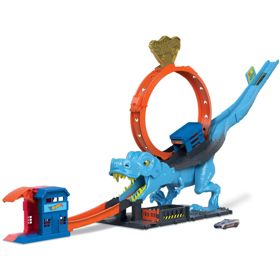 სათამაშო ტრასა Mattel HKX42, HW City T-Rex Chomp Down