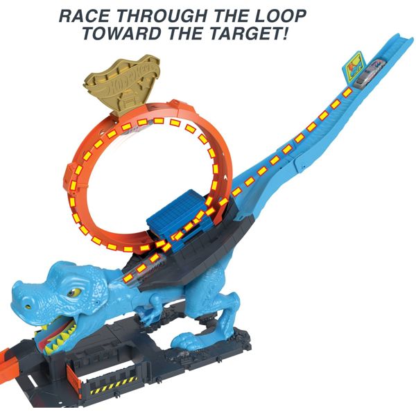 სათამაშო ტრასა Mattel HKX42, HW City T-Rex Chomp Down