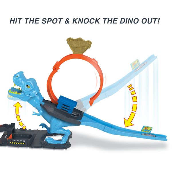 სათამაშო ტრასა Mattel HKX42, HW City T-Rex Chomp Down