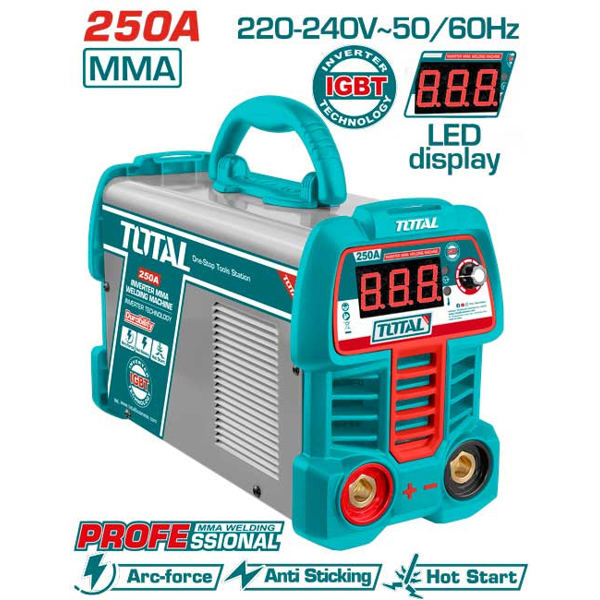 Total ელ.შედუღების აპარატი (ინვერტ) 250A PRO LCD MMA-250RS