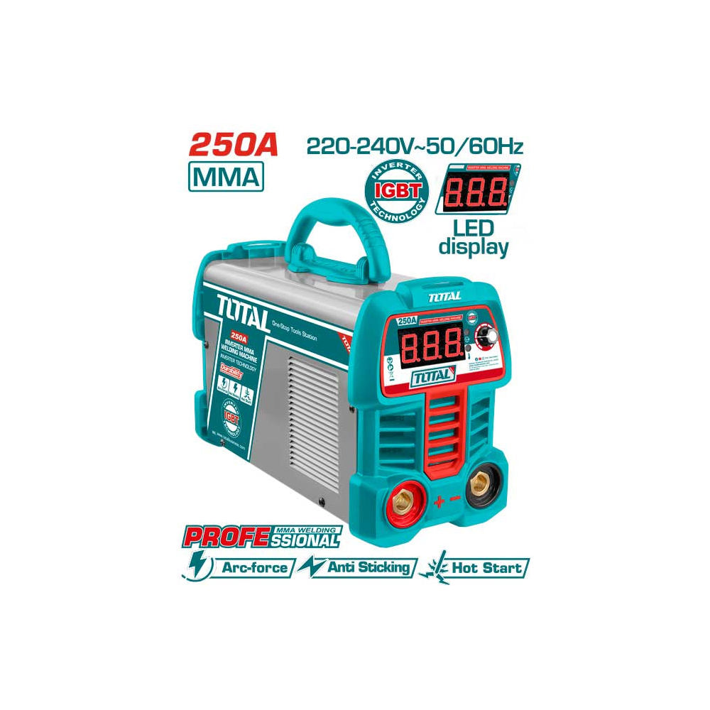Total ელ.შედუღების აპარატი (ინვერტ) 250A PRO LCD MMA-250RS