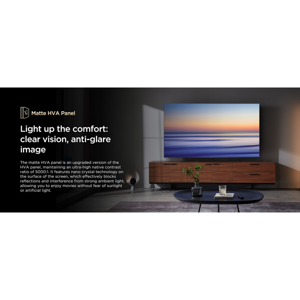 TCL 98C6K 98-inch 4K Mini LED Google TV 144Hz VRR და ONKYO აუდიო სისტემით