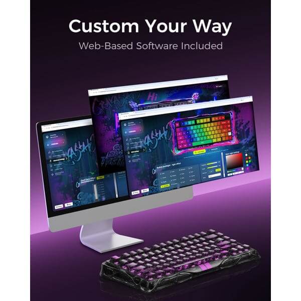 Gaming Mechanical Keyboard GravaStar GSV75LITE_XTAL_BLK Mercury V75 Lite, Wired, USB, Transparent Black