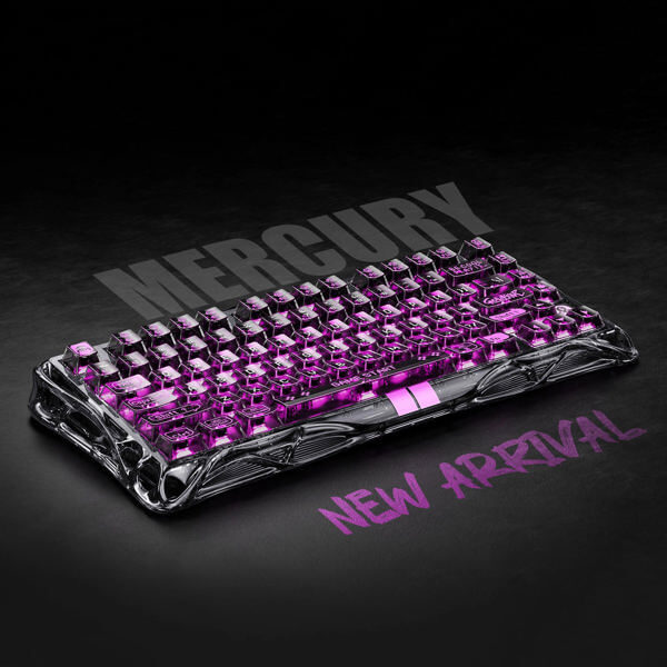 Gaming Mechanical Keyboard GravaStar GSV75LITE_XTAL_BLK Mercury V75 Lite, Wired, USB, Transparent Black