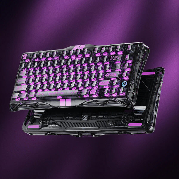 Gaming Mechanical Keyboard GravaStar GSV75LITE_XTAL_BLK Mercury V75 Lite, Wired, USB, Transparent Black