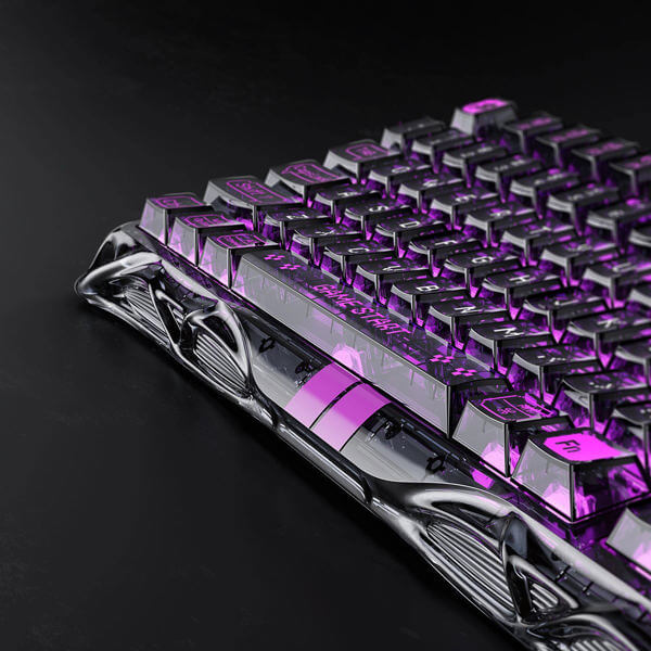 Gaming Mechanical Keyboard GravaStar GSV75LITE_XTAL_BLK Mercury V75 Lite, Wired, USB, Transparent Black