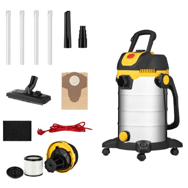 სამშენებლო მტვერსასრუტი 2E 2E-VC3012SSD PowerClean 30S, 1200W, 30L, Construction Vacuum Cleaner, Silver/Yellow