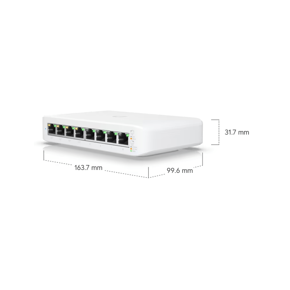 სვიჩი Ubiquiti USW-Lite-8-POE UniFi Switch Lite 8 PoE [UB2USWLITE8POEEU], 8-Port Gigabit, PoE+ Switch, White