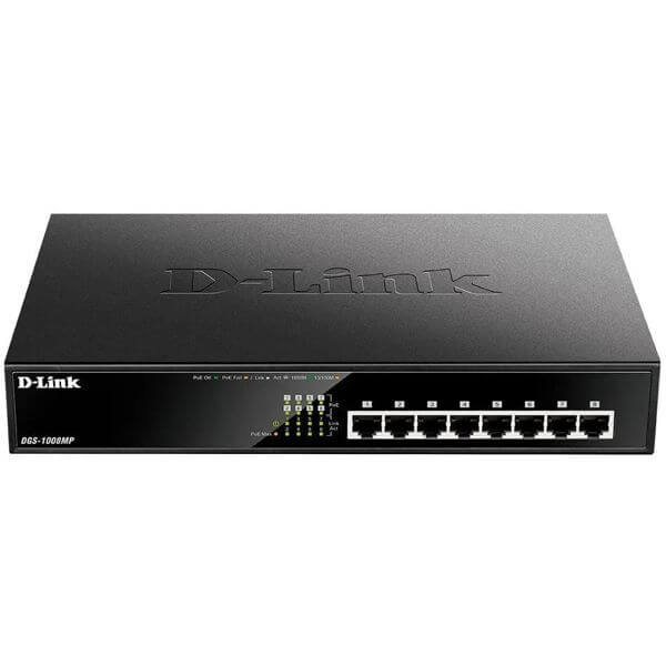 სვიჩი D-Link DGS-1008MP/B1A, 8-Port Gigabit, POE+Switch, Black