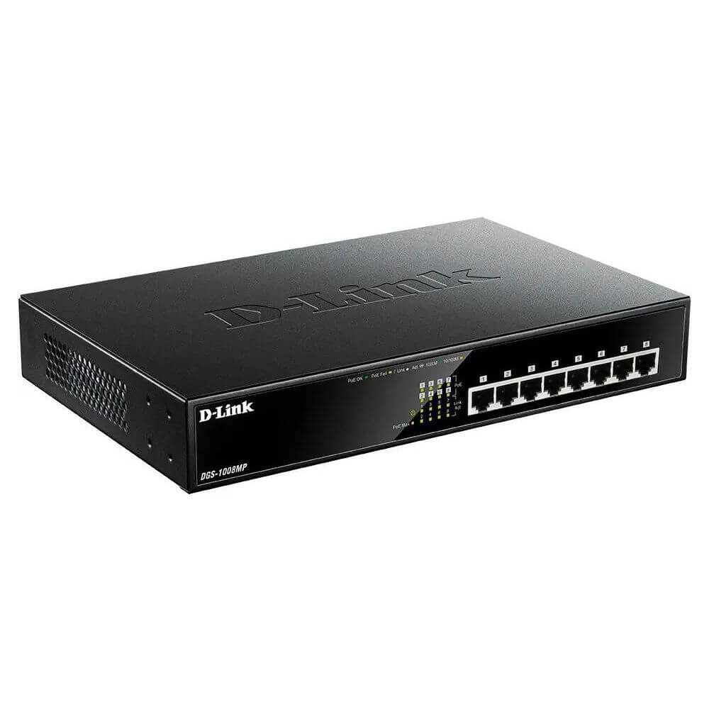 სვიჩი D-Link DGS-1008MP/B1A, 8-Port Gigabit, POE+Switch, Black