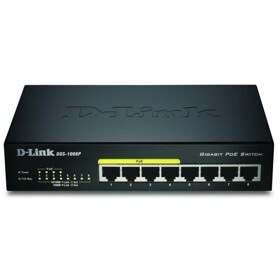 სვიჩი D-Link DGS-1008P/E, 8-Port Gigabit, POE+Switch, Black