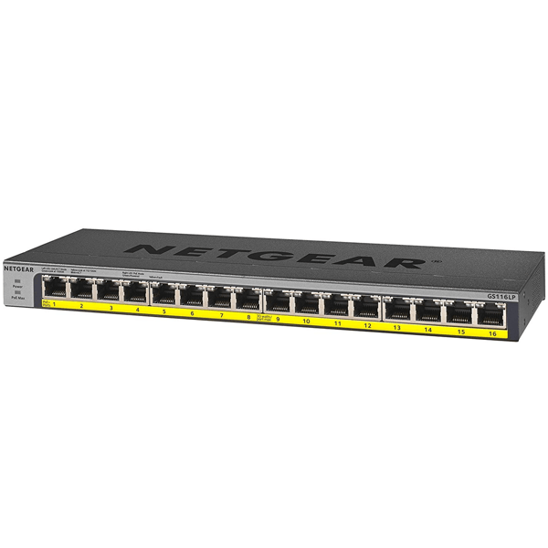 PoE+Switch Netgear GS116LP-100EUS, 16-Port Gigabit, Black