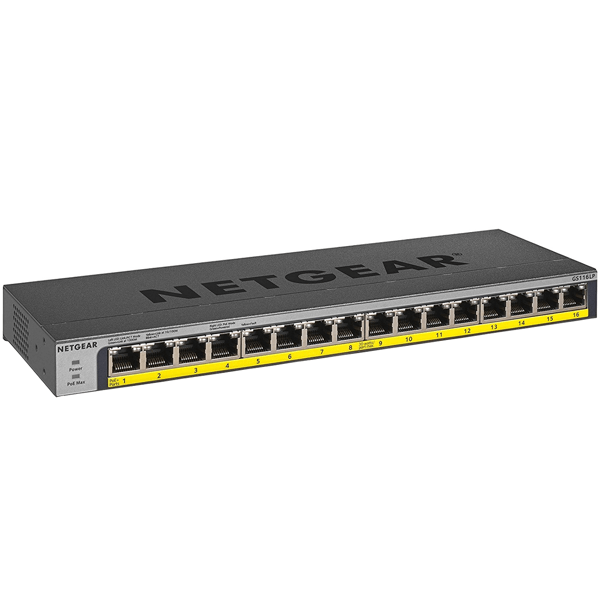 PoE+Switch Netgear GS116LP-100EUS, 16-Port Gigabit, Black