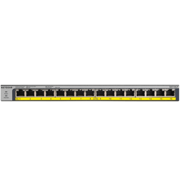 PoE+Switch Netgear GS116LP-100EUS, 16-Port Gigabit, Black