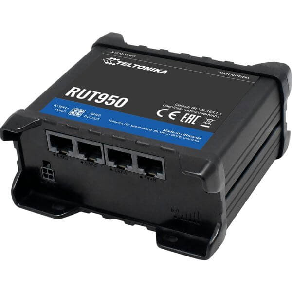 4G LTE Cat4 Router Teltonika RUT950U022C0 RUT950 (Quectel/MEIG), 150Mbps, Black