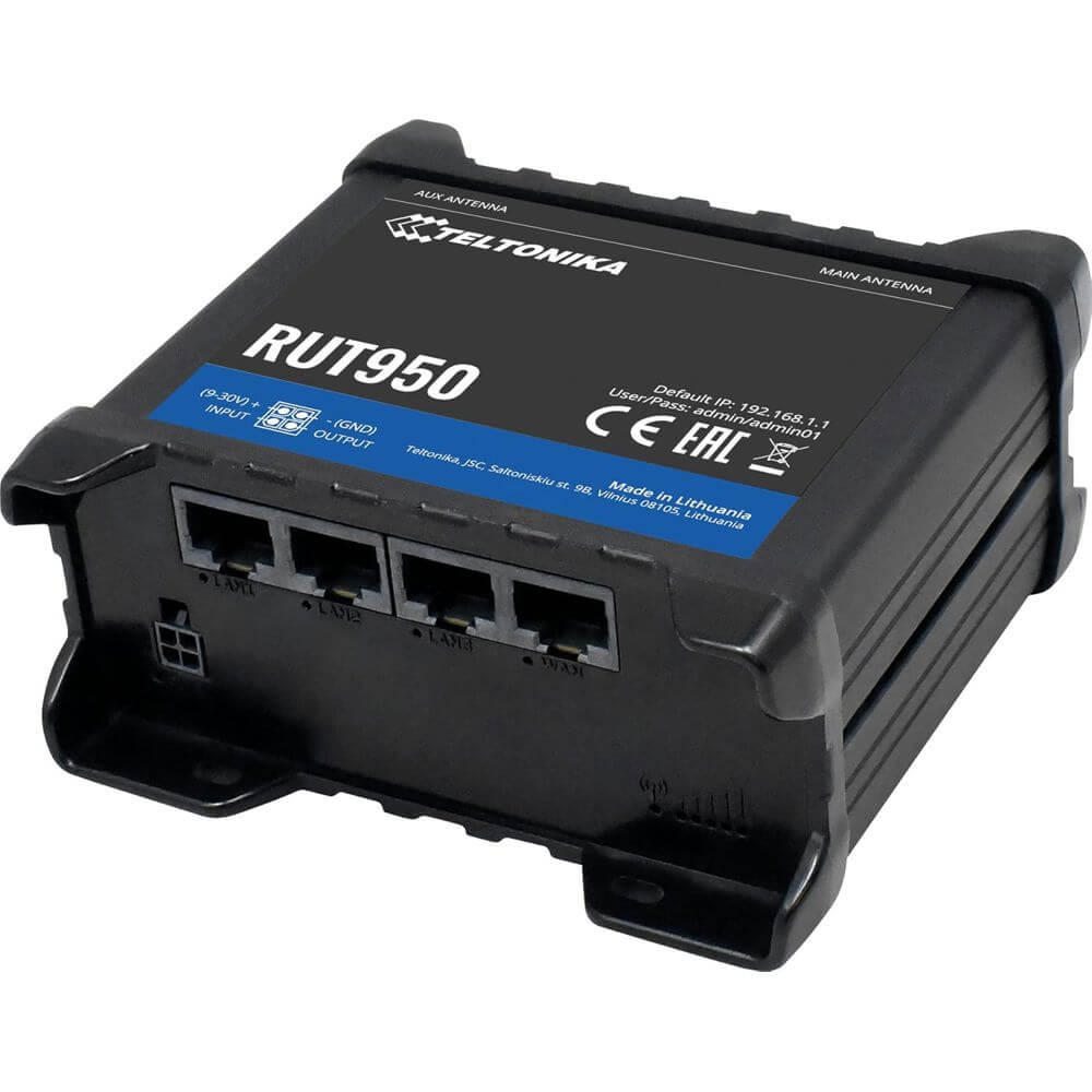 4G როუტერი Teltonika RUT950U022C0 RUT950 (Quectel/MEIG), 150Mbps, 4G LTE Cat4 Router, Black