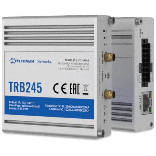4G Gateway Teltonika TRB245000000 TRB245, Industrial Rugged LTE Gateway, Silver