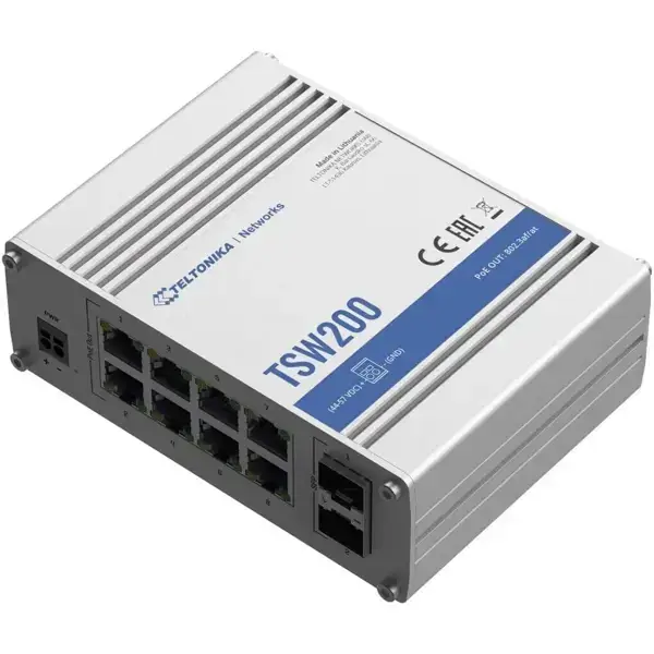 სვიჩი Teltonika TSW200000050 TSW200, 8-Port Gigabit, PoE+ Switch, Silver