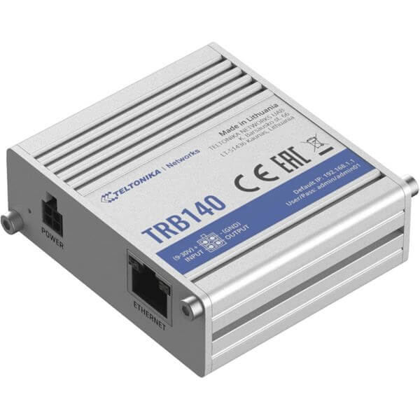 4G Gateway Teltonika TRB140003000 TRB140, Industrial 4G LTE Cat4 Gateway, Silver