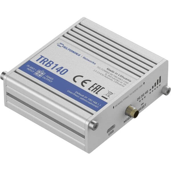 4G Gateway Teltonika TRB140003000 TRB140, Industrial 4G LTE Cat4 Gateway, Silver