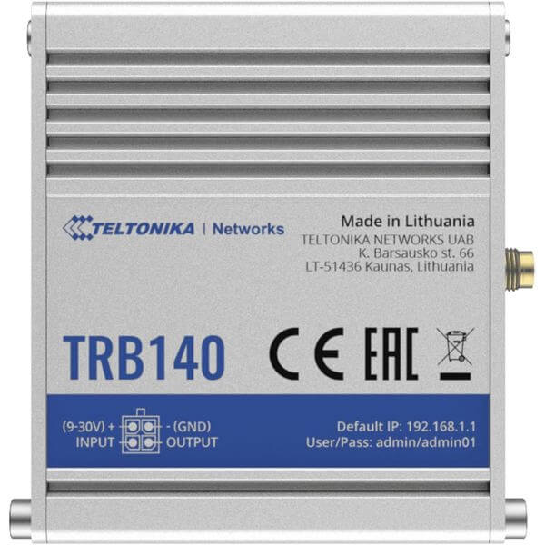 4G Gateway Teltonika TRB140003000 TRB140, Industrial 4G LTE Cat4 Gateway, Silver