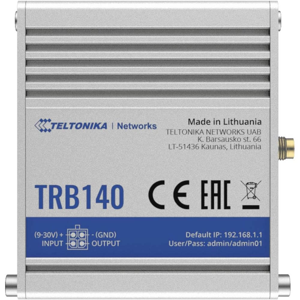 4G Gateway Teltonika TRB140003000 TRB140, Industrial 4G LTE Cat4 Gateway, Silver