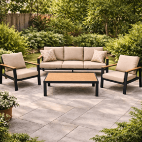 ბაღის ავეჯის კომპლექტი OEM Jm-PS-T815A, 4Pcs, Garden Furniture Set, Beige