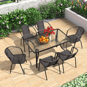 ბაღის ავეჯის კომპლექტი OEM 17051804, 7Pcs, Furniture Set, Black