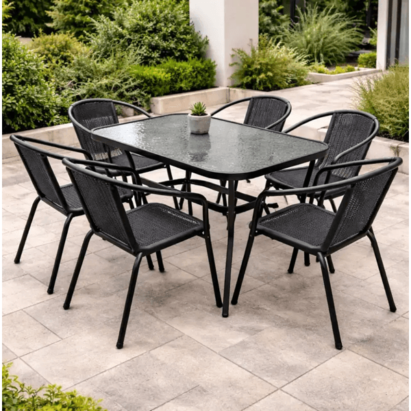 ბაღის ავეჯის კომპლექტი OEM 17051804, 7Pcs, Furniture Set, Black
