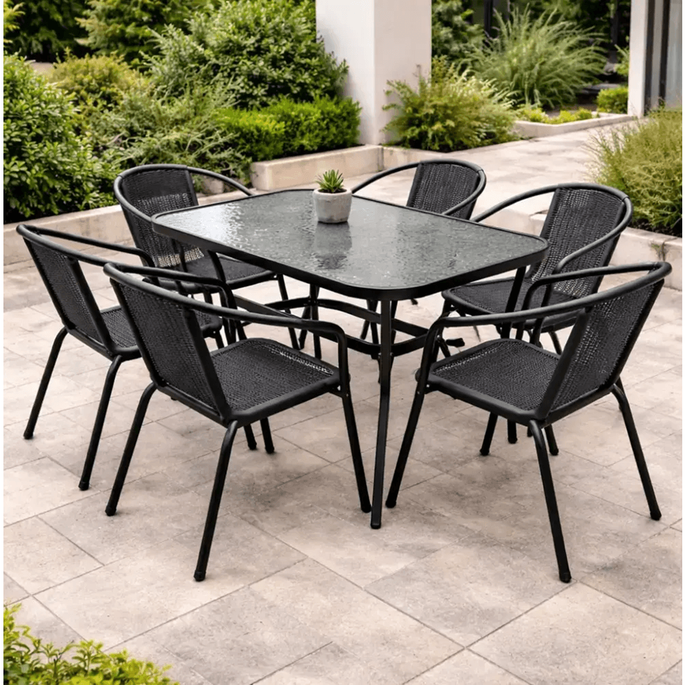 ბაღის ავეჯის კომპლექტი OEM 17051804, 7Pcs, Furniture Set, Black