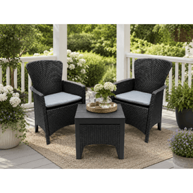 ბაღის ავეჯის კომპლექტი მაგიდა OEM SS-205-3, 3Pcs, Furniture Set, Black