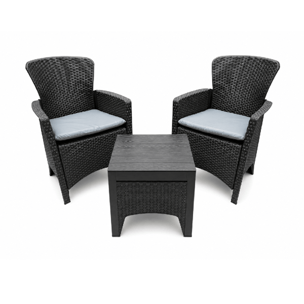 ბაღის ავეჯის კომპლექტი მაგიდა OEM SS-205-3, 3Pcs, Furniture Set, Black