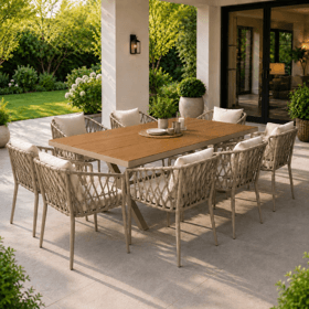 ბაღის ავეჯის კომპლექტი OEM 17051823, 9Pcs, Furniture Set, Beige